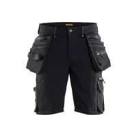 BLAKLADER 1988 Craftsman Slim Fit Short Black (Men) in Water-Repellent 4-Way Stretch Polyamide Dobby with Holster Pockets