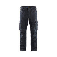 BLAKLADER 1439 Service Trouser Navy Blue (Men) in Stretch CORDURA Denim with Kneepad Pockets – product display image; Holster Pockets false, Kneepad Pockets true