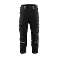BLAKLADER 1561 Flame Resistant Trouser Black / Grey (Men) in Flame Resistant PolyCotton Twill with Kneepad Pockets – product display image; Holster Pockets false, Kneepad Pockets true