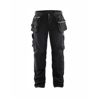 BLAKLADER 1805 Craftsman Trouser Black (Men) in Waterproof 4-Way Stretch Softshell with Holster Pockets and Kneepad Pockets – product display image; Holster Pockets true