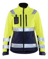 BLAKLADER Jacket | 4902 Womens High Vis Yellow /Navy Blue Jacket with Reflective Tape in Softshell