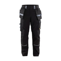 BLAKLADER 1461 Flame Resistant Trouser Black / Grey (Men) in Flame Resistant PolyCotton Twill with Holster Pockets and Kneepad Pockets – product display image; Application Craftsman, Holster Pockets true, Stretch false