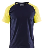 BLAKLADER T-Shirt  3515 with  for BLAKLADER T-Shirt  | 3515Mens Navy Blue / High Vis Yellow Long Sleeve Classic T-Shirt in Cotton that have Long Sleeve  available in Australia and New Zealand