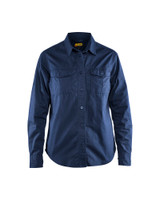 Shop the BLAKLADER 3208 Women's Navy Blue Long Sleeve Twill Shirt, featuring a tailored fit, durable cotton fabric, and practical pockets.