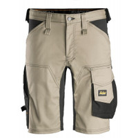 SNICKERS 6143 Mens Allround Work Khaki Shorts with Cotton with Stretch that have Configuration available in Carpentry