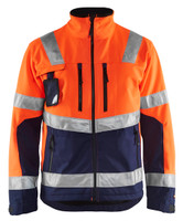 BLAKLADER Jacket | 4900 Mens High Vis Orange /Navy Blue Jacket with Reflective Tape in Softshell