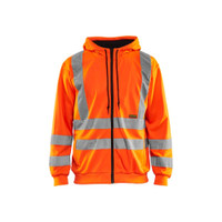 BLAKLADER 3346 High Vis Hoodie Orange (Men) in Polyester Jersey – product display image; Application Craftsman, Holster Pockets false, Features Wide reflectors