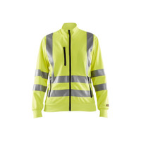 BLAKLADER 3308 High Vis Sweater Hi-Vis Yellow (Women) in Polyester Jersey – product display image; Application Craftsman, Holster Pockets false, Features Soft, brushed inner; Wide reflectors