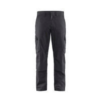 BLAKLADER 1448 Industry Trouser Mid Grey / Black (Men) in 2-Way Stretch PolyCotton with Kneepad Pockets – product display image; Holster Pockets false, Kneepad Pockets true