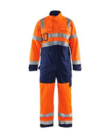 BLAKLADER Overalls | 6373 High Vis Orange /Navy Blue Overalls with Kneepad Pockets and Reflective Tape in Polyester
