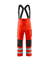BLAKLADER Trousers | 1302 Rain Bib High Vis Red Trousers with Reflective Tape Polyester Waterproof