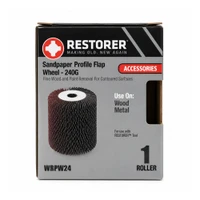 RESTORER TOOL WRPW24 Profile Flap Wheel 80mm 100mm – product display image; 80mm diameter x 100mm width, Aluminium Oxide Abrasive, Application Fine Contour Sanding, Grit 240