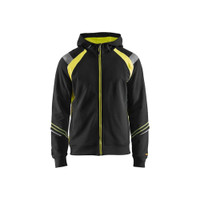 BLAKLADER 3433 High Vis Hoodie Black / Hi-Vis Yellow (Men) in Cotton French Terry 320 gsm