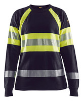 BLAKLADER Multinorm Dark Navy Blue  T-Shirt  for Electricians that have Anti-Flame Reflective Tape  available in Australia and New Zealand