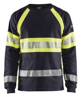 BLAKLADER T-Shirt  3484 with  for BLAKLADER T-Shirt  | 3484 Navy Blue / High Vis Yellow Anti-Flame Multinorm T-Shirt in Reflective Tape Cotton that have Anti-Flame  available in Australia and New Zealand