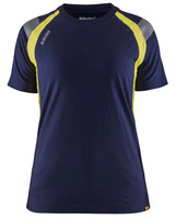 Buy online in Australia and New Zealand a Womens Navy Blue T-Shirt  for Electricians that are comfortable and durable.