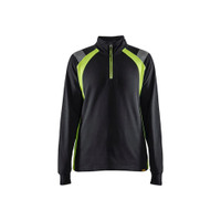 BLAKLADER 3403 High Vis Sweater Black / Hi-Vis Yellow (Women) in Cotton French Terry 320 gsm