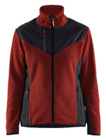 The BLAKLADER 5943 Women's Red and Black Sweater Jacket is a stylish and functional knitted jacket designed for comfort and durability.
