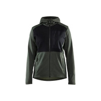 BLAKLADER 3542 Craftsman Hoodie Autumn Green / Black (Women) in Polyester Fleece – product display image; Holster Pockets false, Features Body-hugging fit; Comfy, brushed inner; Reflective details