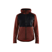 BLAKLADER 3542 Craftsman Hoodie Burned Red / Black (Women) in Polyester Fleece – product display image; Holster Pockets false, Features Body-hugging fit; Comfy, brushed inner; Reflective details