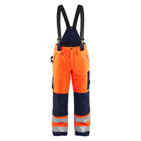 BLAKLADER 1885 High Vis Bib Overall Orange / Navy blue (Men) in Waterproof Laminated Polyester Oxford with Holster Pockets and Kneepad Pockets
