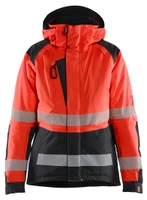 The Blaklader 4456 jacket in High Vis Red with Black details is a stylish choice for work and leisure.