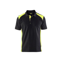 BLAKLADER 3324 High Vis Polo Shirt Black / Hi-Vis Yellow (Men) in PolyCotton Pique Knit 220 gsm – product display image; Application Short Sleeve, Holster Pockets false