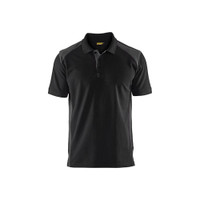 BLAKLADER 3324 Short Sleeve Polo Shirt Black / Dark Grey (Men) in PolyCotton Pique Knit 220 gsm – product display image; Holster Pockets false