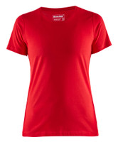 The Blaklader t-shirt in Red is a stylish choice for work and leisure, featuring Round Neck and Classic Fit for added appeal.
