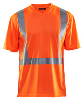 BLAKLADER Polyester High Vis Orange  T-Shirt  for Carpenters that have UV Protection Reflective Tape  available in Australia and New Zealand