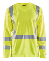 BLAKLADER T-Shirt  | 3383 High Vis Yellow UV Protection Long Sleeve T-Shirt in Reflective Tape Polyester