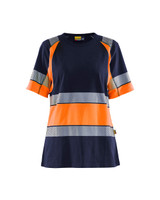 BLAKLADER T-Shirt  3431  with  for BLAKLADER T-Shirt  | 3431 Womens Navy Blue / Orange High VisT-Shirt with Reflective Tape Cotton that have  available in Australia and New Zealand