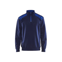BLAKLADER 3353 Craftsman Sweater Navy Blue / Cornflower Blue (Men) in Cotton French Terry