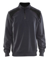 BLAKLADER Pullover  3353  with  for BLAKLADER Pullover  | 3353  Mid Grey / Black 1/4 Zip Jersey Pullover in Cotton that have 1/4 Zip  available in Australia and New Zealand