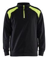 BLAKLADER Pullover  3353 with  for BLAKLADER Pullover  | 3353 Black / High Vis Yellow 1/4 Zip Pullover in Cotton that have 1/4 Zip  available in Australia and New Zealand