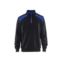 BLAKLADER 3353 Craftsman Sweater Black / Cornflower Blue (Men) in Cotton French Terry 320 gsm