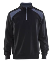 BLAKLADER Pullover  3353 with  for BLAKLADER Pullover  | 3353 Black / Grey 1/4 Zip Pullover in Cotton that have 1/4 Zip  available in Australia and New Zealand