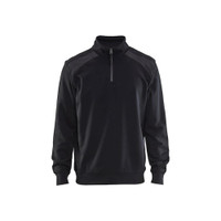 BLAKLADER 3353 Craftsman Sweater Black / Mid Grey (Men) in Cotton French Terry 320 gsm – product display image; 0 wide, Holster Pockets false, Features 100% cotton; Hi-vis panels