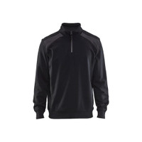 BLAKLADER 3353 Craftsman Sweater Black / Dark Grey (Men) in Cotton French Terry 320 gsm – product display image; Holster Pockets false, Features 100% cotton; Hi-vis panels