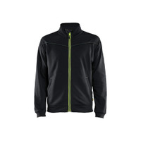 BLAKLADER 3362 High Vis Fleece Sweater Black / Hi-Vis Yellow (Men) in Polyester Pique Fleece – product display image; Holster Pockets false, Features Soft, brushed inner; Kangaroo pocket
