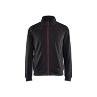 BLAKLADER 3362 Fleece Sweater Black / Red (Men) in Polyester Pique Fleece – product display image; Holster Pockets false, Features Soft, brushed inner; Kangaroo pocket