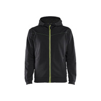 BLAKLADER 3363 High Vis Fleece Sweater Black / Hi-Vis Yellow (Men) in Polyester Pique Fleece – product display image; Holster Pockets false, Features Soft, brushed inner; Kangaroo pocket