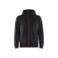 BLAKLADER 3363 Fleece Sweater Black / Red (Men) in Polyester Pique Fleece – product display image; Holster Pockets false, Features Soft, brushed inner; Kangaroo pocket