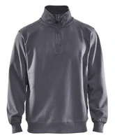 BLAKLADER Pullover | 3365 Grey Pullover with Collar for Uniforming, Heat Transfers in the Construction Industry