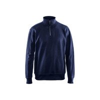BLAKLADER 3369 Sweater Navy Blue (Men) in Cotton French Terry 320 gsm – product display image; Holster Pockets false, Features 100% cotton