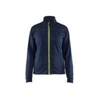 BLAKLADER 3394 High Vis Fleece Sweater Dark Navy Blue / Hi-Vis Yellow (Women) in Polyester Pique Fleece – product display image; Application Craftsman, Holster Pockets false, Features Soft, brushed inner; Kangaroo pocket