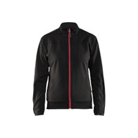 BLAKLADER 3394 Craftsman Fleece Sweater Black / Red (Women) in Polyester Pique Fleece – product display image; Holster Pockets false, Features Soft, brushed inner; Kangaroo pocket