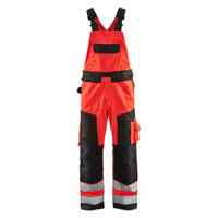 BLAKLADER 2660 High Vis Regular Fit Bib Overall Hi-Vis Red / Black (Men) in Water-Repellent PolyCotton Twill 240 gsm with Holster Pockets and Kneepad Pockets