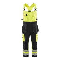 BLAKLADER 2603 High Vis Regular Fit Bib Overall Hi-Vis Yellow / Black (Men) in Durable PolyCotton Twill 300 gsm with Holster Pockets and Kneepad Pockets