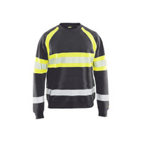 BLAKLADER 3359 High Vis Sweater Mid Grey / Hi-Vis Yellow (Men) in Cotton French Terry